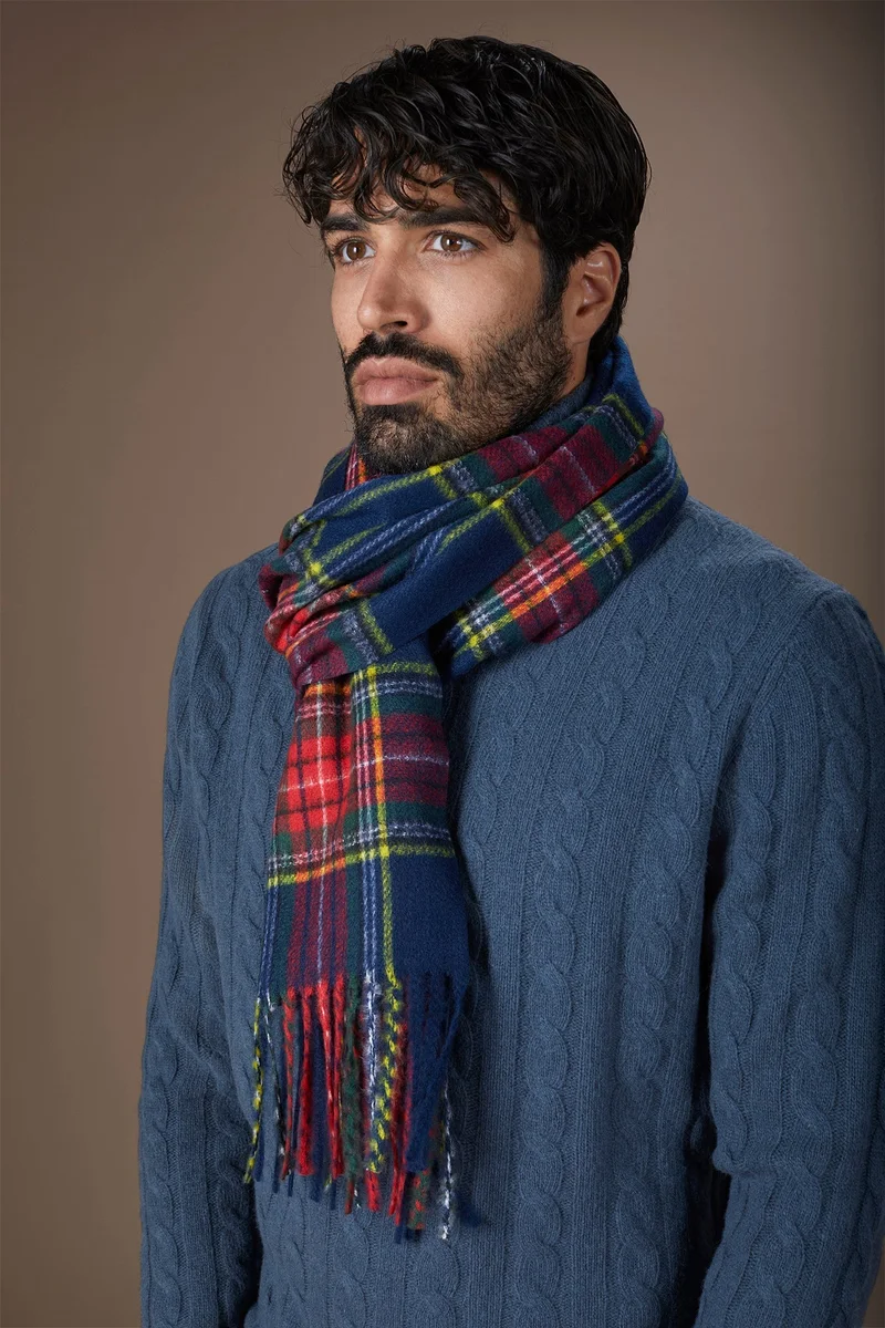 Men's tartan pattern scarf - DK Blue/Red