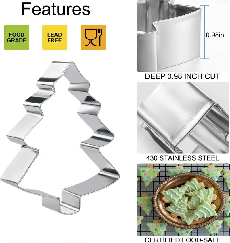 Q-BAKER Christmas Tree Cookie Cutter Set, 3 Pieces Xmas Tree Cookie Cutters with Recipe Booklet Biscuit Molds for Chirstmas Day Party Decorations DIY Gift Family Kids Baking Tools - Image 3
