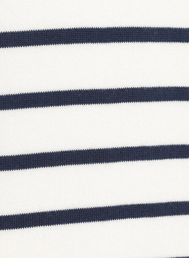 FELIX HARDY Ecru Half Zipper Striped Pullover for Women | Best Price UAE