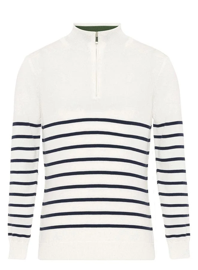 FELIX HARDY Half Zipper Striped Pullover