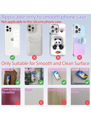 Silicone Suction Cup Phone Case Mount Double Sided, Phone Accessories Hands-Free Strong Grip Holder for Selfies and Videos, Silicon Phone Stand for iPhone and Android Light Blue,2 Pack - view 5