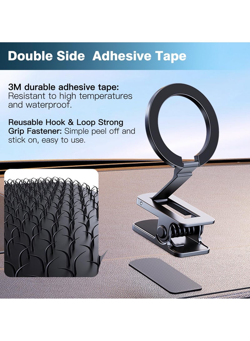SYOSI Phone Holder Clip Magnetic for Car, Foldable Magnet Table Mount Phone Holder Clamp for Desktop, Hands Free Travel Phone Holder, Car Dash Mount Fit for iPhone 15 14 13 12 Pro Magsafe Cases - Image 3
