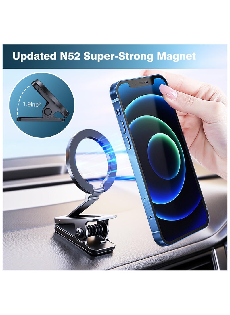 SYOSI Phone Holder Clip Magnetic for Car, Foldable Magnet Table Mount Phone Holder Clamp for Desktop, Hands Free Travel Phone Holder, Car Dash Mount Fit for iPhone 15 14 13 12 Pro Magsafe Cases - Image 4