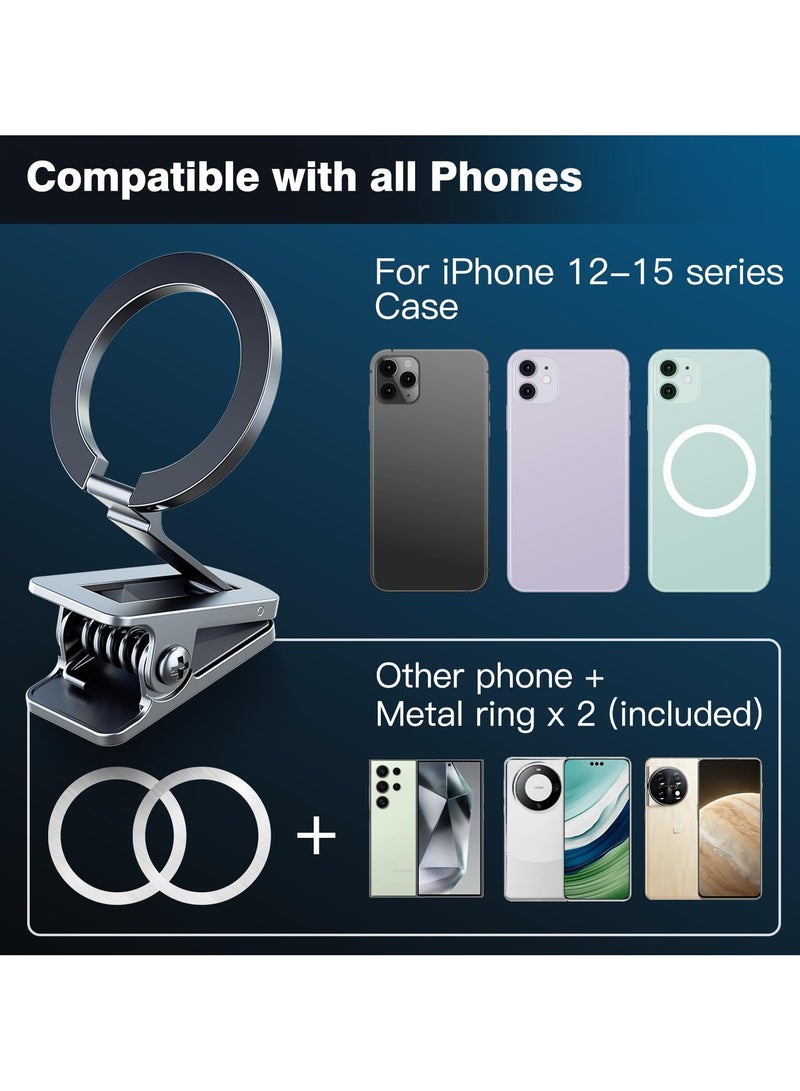 SYOSI Phone Holder Clip Magnetic for Car, Foldable Magnet Table Mount Phone Holder Clamp for Desktop, Hands Free Travel Phone Holder, Car Dash Mount Fit for iPhone 15 14 13 12 Pro Magsafe Cases - Image 5