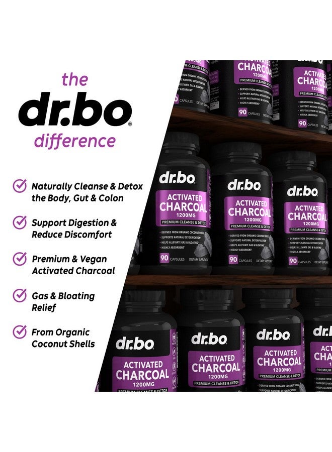 dr.bo Activated Charcoal Capsules Cleanse Detox - 1200mg Organic Coconut Charcoal Pills for Stomach Gas and Bloating Relief for Men Women Kids - Active Capsules Powder Binder Activated Supplements for Gut - Image 4