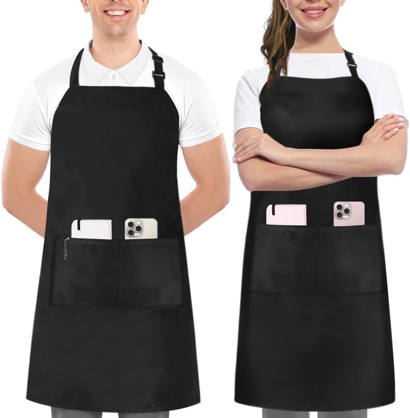 Utopia Kitchen 2 Pack Bib Apron, Adjustable with 2 Pockets, Water and Oil Resistant, Cooking Kitchen Chef Apron for Women Men - Image 1