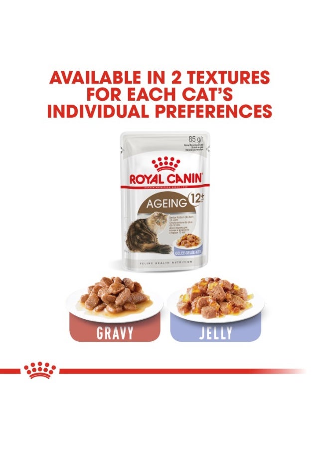 ROYAL CANIN Feline Health Nutrition Ageing 12+ Jelly (WET FOOD - Pouches) 12 x 85g - Image 2