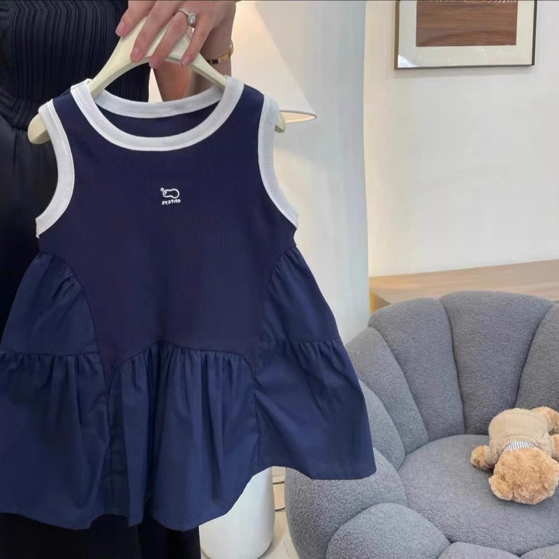 Girl'S Casual Vacation Dress 2025 Children'S Western Style Flip Skirt Dress Baby Sleeveless Skirt - Image 1