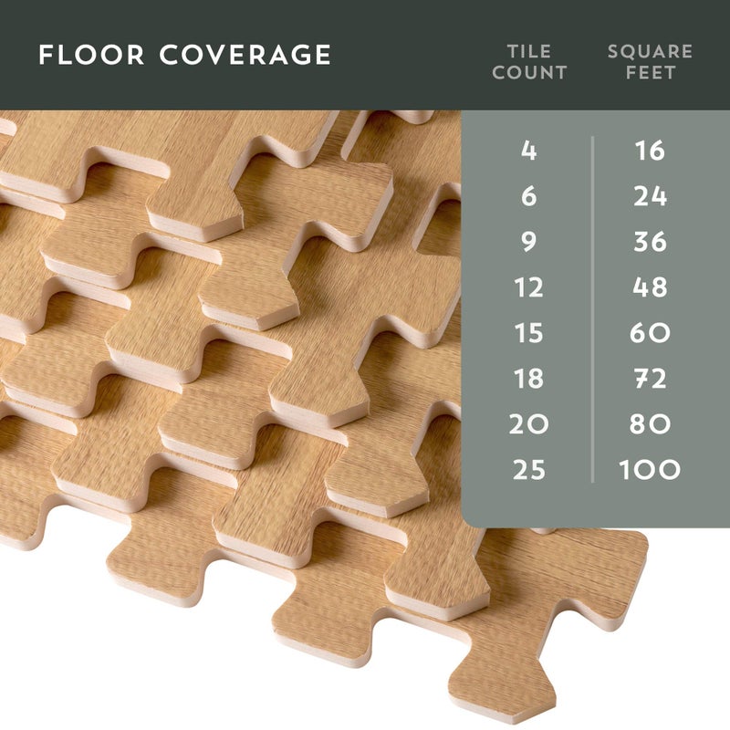 We Sell Mats بلاط رغوة مطبوع بسماكة 3/8 بوصة من أرضية الغابة، حصائر أرضية رغوية متشابكة بتصميم خشبي فاخر، أرضيات مضادة للإرهاق، 24 بوصة × 24 بوصة - Image 5