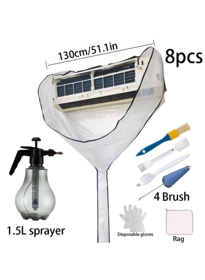 51.18 بوصة مجموعة تنظيف مكيف الهواء البيضاء مع فرشة الرش وحقيبة المياه - Image 1