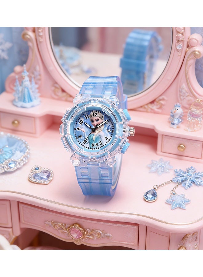 Frozen Elsa Cartoon Analog Quartz Watch for Kids Ages 5 to 12 Colorful Luminous Adjustable Wristwatch for Girls Casual Wear Party Favors Holiday Birthday Gifts Daily Play School Use，Blue - Image 5