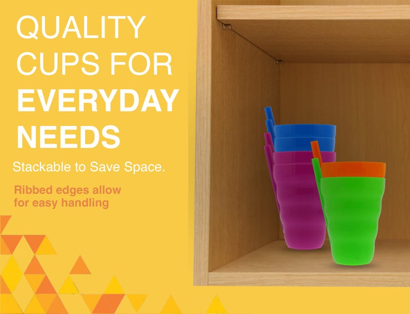 Arrow Home Products Sip A Cup with Built in Straw, 10oz, 6pk - BPA-free Straw Cups for Kids Great for Everyday Use - Made in the USA, Stackable Kids Straw Cups - Purple, Blue, Green, Orange - Image 5