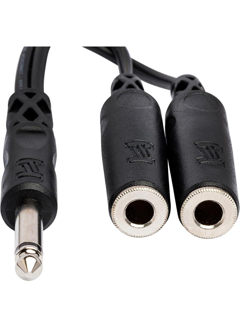Hosa YPP-111 Y Cable, 1/4 Inch TS to Dual 1/4 Inch TSF - Image 3