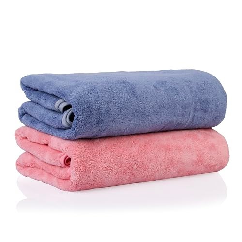 Glivary Microfiber 300 TC Towels For Bath-Soft Towel With Hook Quick Dry Super Absorbent-Bath Towel For Men And Women(70 X 140 Cm) (Grey/Dark Blue) - Image 1
