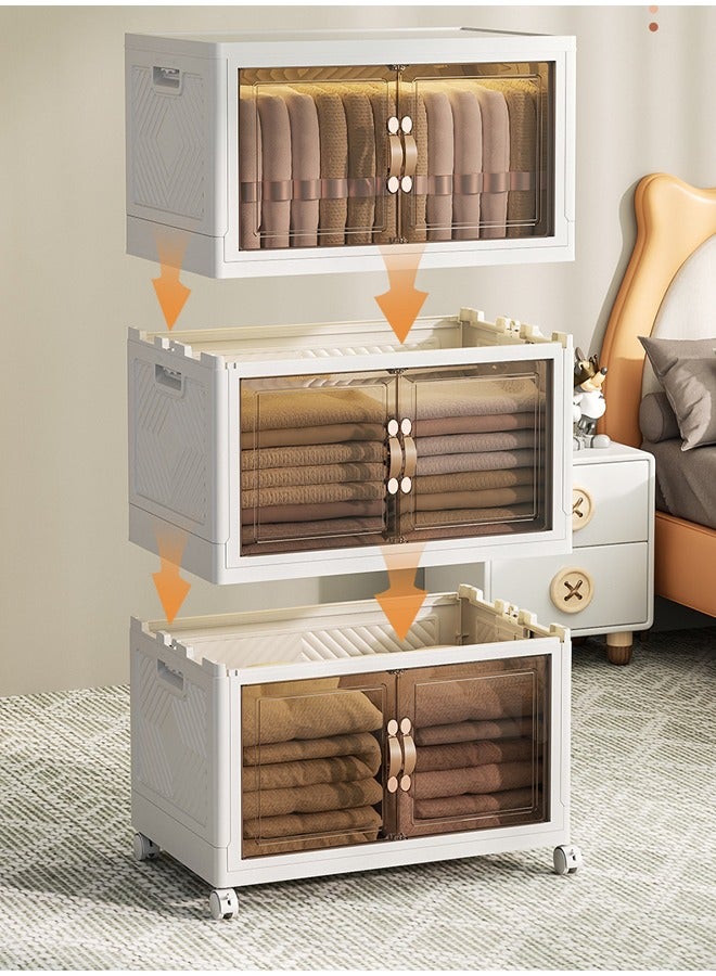 keke 3 Layers Multi-Functional Foldable Storage Cabinet with Doors and Wheels (102L) - Image 3