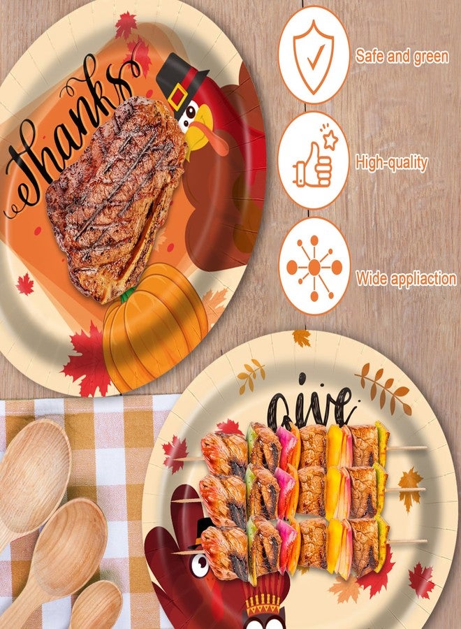 EggSun Thanksgiving Oval Paper Plates 10" x 12",Large Disposable Fall Party Decorations Paper Autumn Turkey Plates for Birthday Holiday Favor Bridal Baby Shower Party Supplies,50 Guests - Image 4