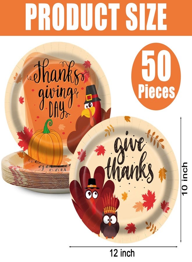 EggSun Thanksgiving Oval Paper Plates 10" x 12",Large Disposable Fall Party Decorations Paper Autumn Turkey Plates for Birthday Holiday Favor Bridal Baby Shower Party Supplies,50 Guests - Image 2
