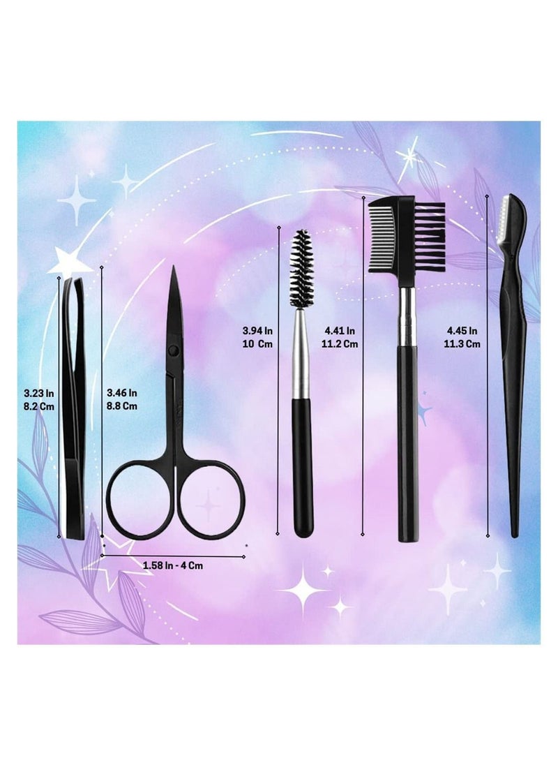 Y&D - Eyebrow Kit for Women and Men, Grooming Set Including: Brush, Razor, Comb, Comb Scissor, Folding Knife, Scissors Trimmer, Tweezers - Image 1