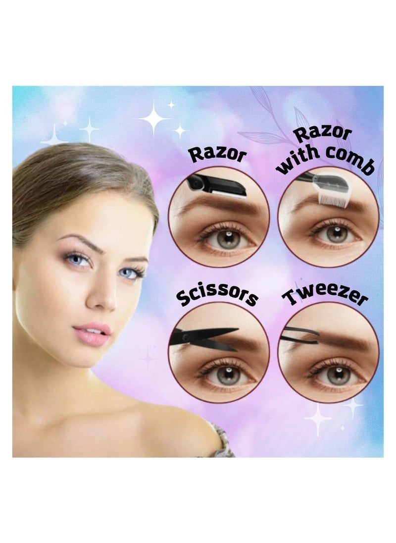 Y&D - Eyebrow Kit for Women and Men, Grooming Set Including: Brush, Razor, Comb, Comb Scissor, Folding Knife, Scissors Trimmer, Tweezers - Image 1
