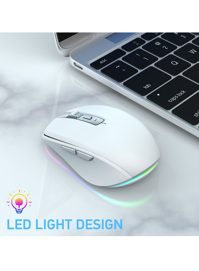 إف ماوس ماوس مكتب ثنائي الوضع، ماوس لاسلكي قابل لإعادة الشحن 2.4 جيجا هرتز RGB ماوس صامت لنظام التشغيل Windows IOS Android الكمبيوتر المحمول الهاتف اللوحي الكمبيوتر الشخصي - Image 2