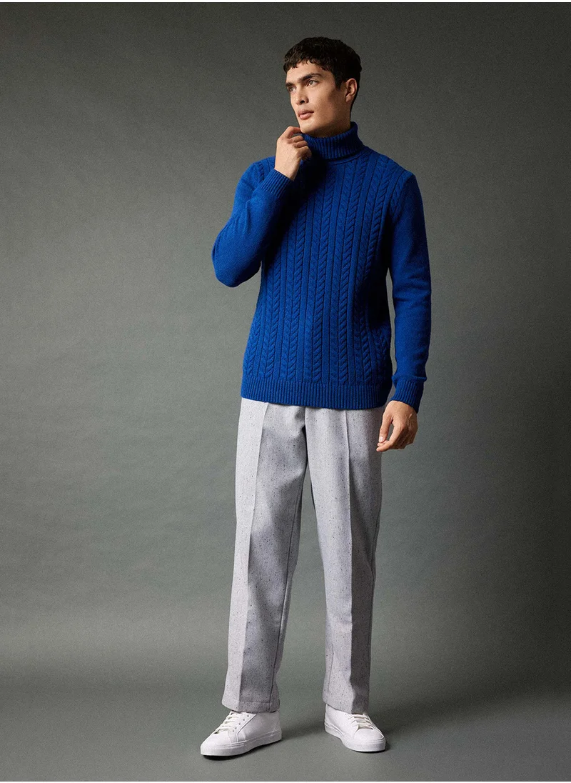 ديفاكتو Standard Fit Patterned Turtleneck Sweater