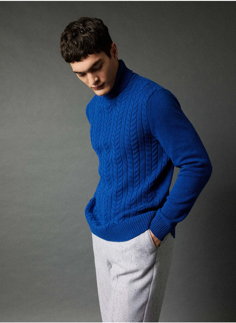 DeFacto Standard Fit Patterned Turtleneck Sweater