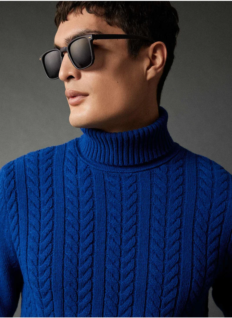ديفاكتو Standard Fit Patterned Turtleneck Sweater