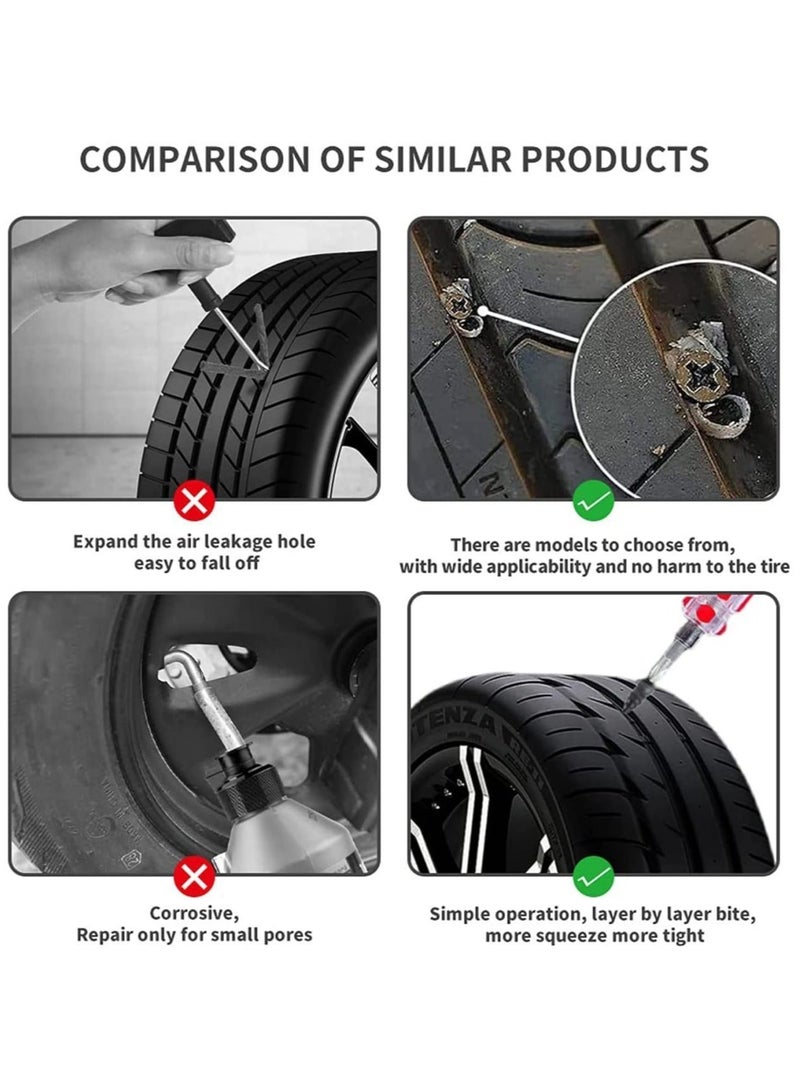 مجموعة مسامير مطاطية لاصلاح عجلات السيارة بدون انبوب، اصلاح فراغات وثقوب العجلات ذاتيا، اصلاح سريع للموتوسيكلات والدراجات الهوائية والسيارة والشاحنة - Image 5