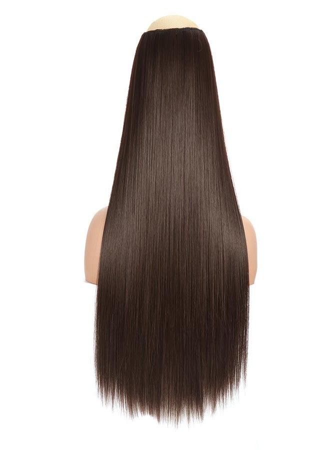 Chanderkash 1PC 24" Synthetic Straight 5Clips Bases Hair Extension for Women - 5 Clips with Invisible Fishnet - Image 3
