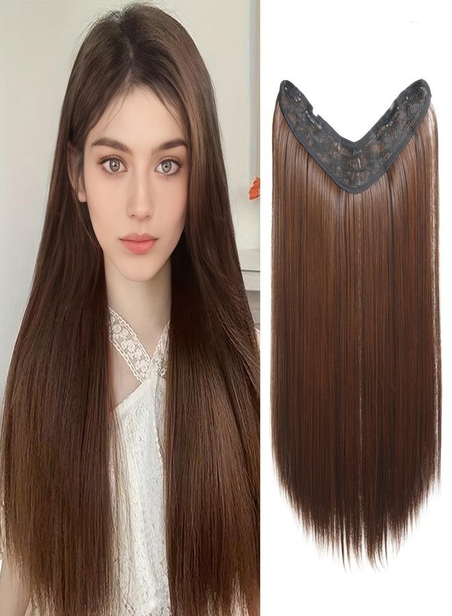 Chanderkash 1PC 24" Synthetic Straight 5Clips Bases Hair Extension for Women - 5 Clips with Invisible Fishnet - Image 4