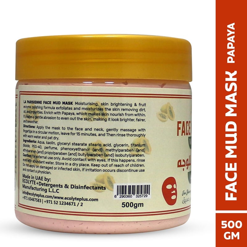 ECOLYTE+ La Parisienne Face Mud Mask with Papaya - Spa Quality for Acne, Blackheads & Oily Skin - 500g - Image 2
