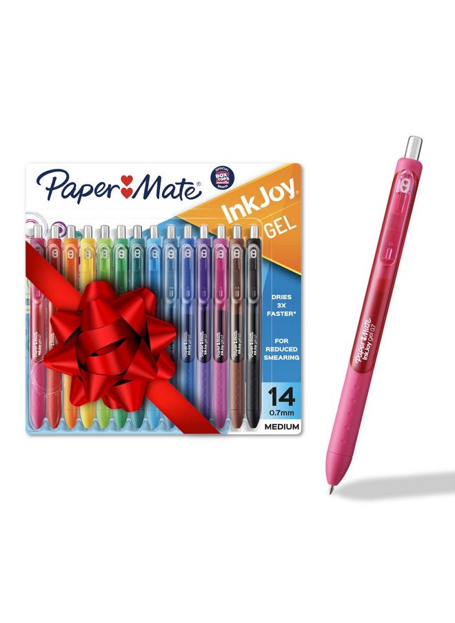 بيبر ميت أقلام حبر جل من Paper Mate InkJoy، برأس متوسط (0.7 مم)، متنوعة، 14 قلمًا  - Image 1
