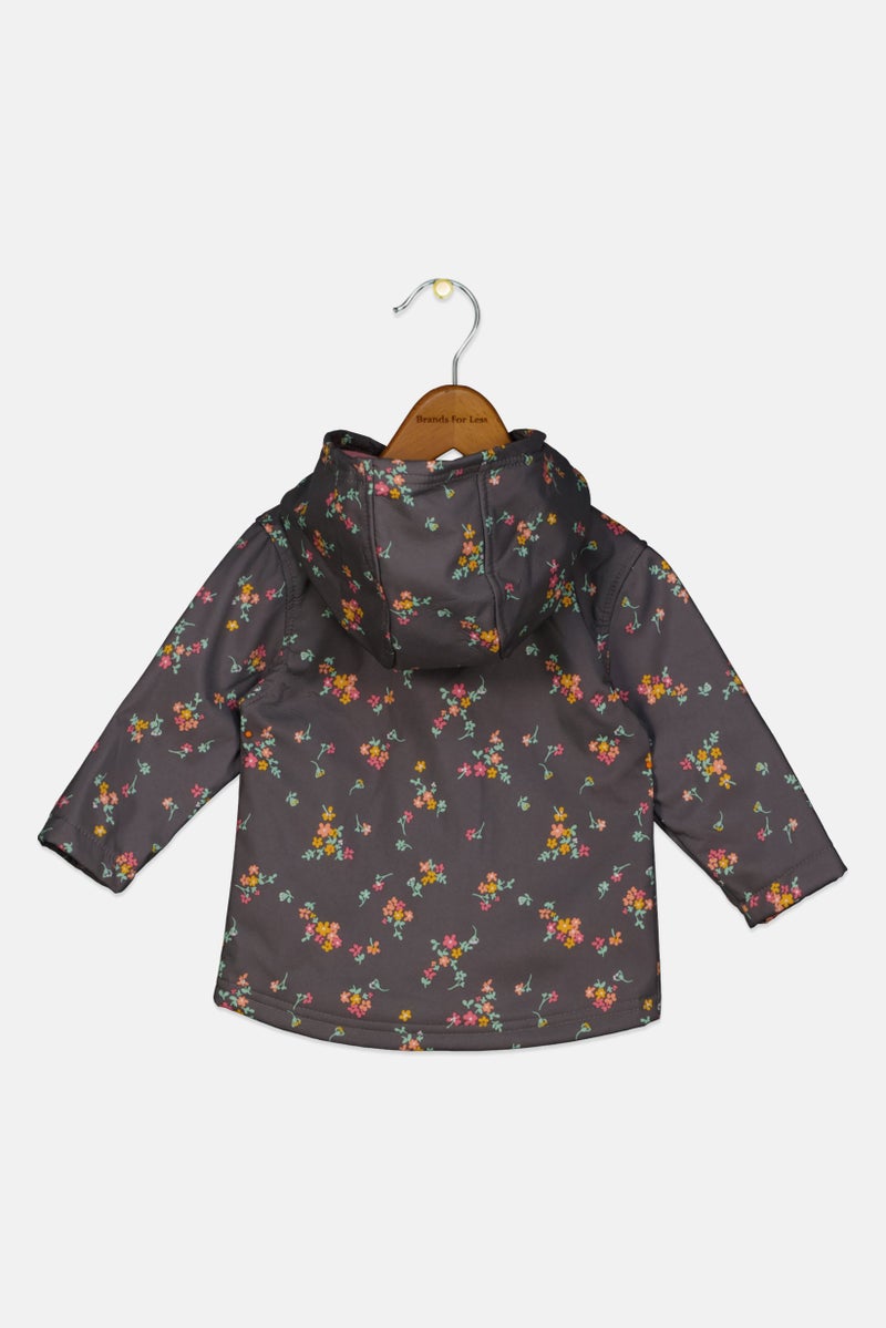 Body Glove Toddlers Girl All Over Print Hooded Jacket, Grey - Image 2