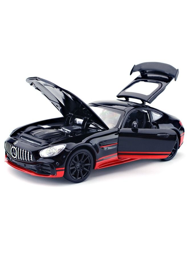 Model car 1:32 AMG GTR Car Model Toy, Diecast Zinc Alloy Pull Back Toy Car, Sound and Light Pull Back Model Car for Kids Boy Girl Gift (Black/Red) - Image 3