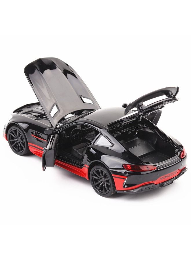 Model car 1:32 AMG GTR Car Model Toy, Diecast Zinc Alloy Pull Back Toy Car, Sound and Light Pull Back Model Car for Kids Boy Girl Gift (Black/Red) - Image 5