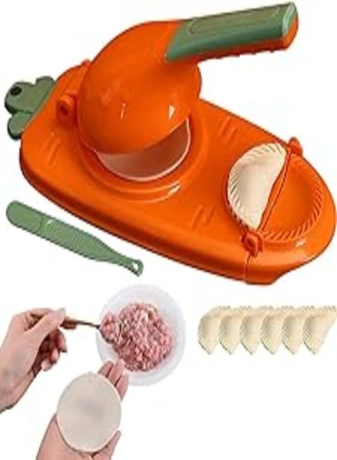 Dumpling Maker Press 2in1 Empanada Maker Press Dumpling Skin Maker and Molds for Dumplings Empanadas, Rolling Dumpling Wrapper Making Mold Wonton Maker, Multifunctional Dumpling Wrapper Molds (Orange)