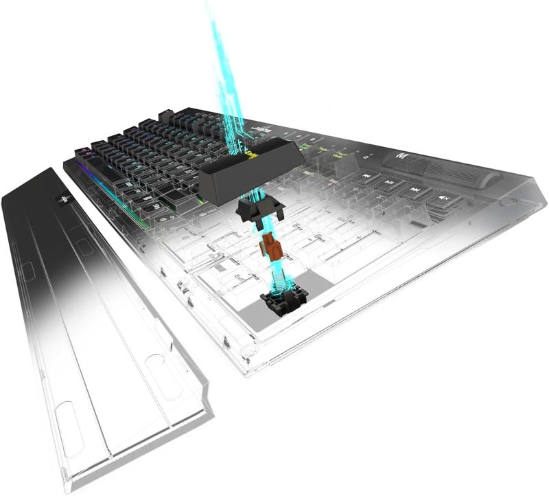 uRage Exodus 900 Mechanical Gaming Keyboard - Outemu Brown Tactile Switches, RGB 16.8M Colors, Full Anti-Ghosting, 6 Macro Keys, USB Wired for PC/PS4/PS5 - Gaming and Office Dual Mode - Black - Image 3