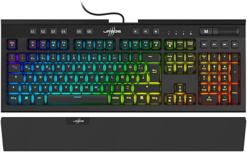 uRage Exodus 900 Mechanical Gaming Keyboard - Outemu Brown Tactile Switches, RGB 16.8M Colors, Full Anti-Ghosting, 6 Macro Keys, USB Wired for PC/PS4/PS5 - Gaming and Office Dual Mode - Black - Image 2