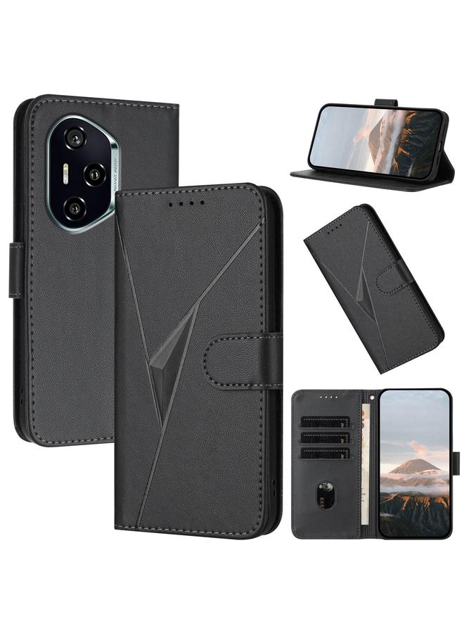 اس-توب جراب هاتف Honor 400 المصنوع من الجلد مع مشبك على شكل مثلث - Image 1