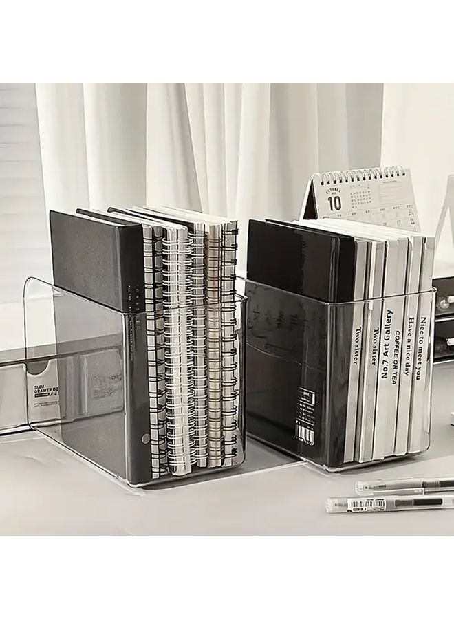 Transparent 2 Pcs Multi Grid Book Stand With Pen Slot Desktop Organizer - Image 4
