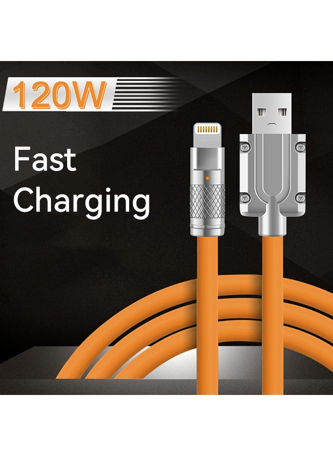 MiOne - 120W Fast Charging USB A to Lightning Cable for iPhone 2 Meters Orange - Image 1