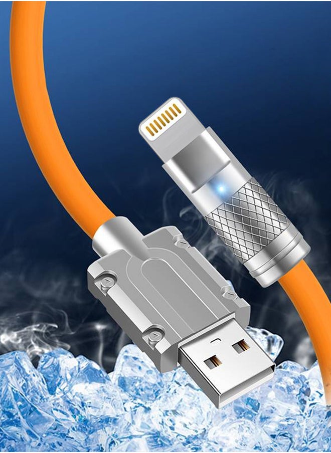 MiOne - 120W Fast Charging USB A to Lightning Cable for iPhone 2 Meters Orange - Image 1