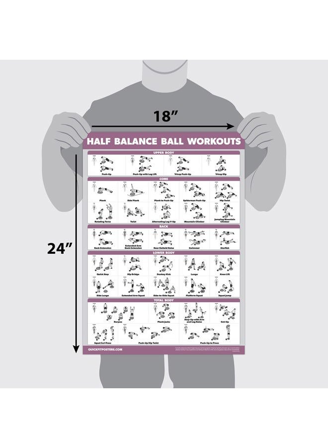 Palace Learning 2 Pack: Half Balance Ball Workout Poster + Yoga Ball Exercise Chart - Set of 2 Workout Posters (LAMINATED, 18" x 24") - Image 2