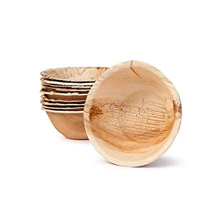 Amit Marketing Disposable Wooden Bowl I Biodegradable Areca Leaf Round Bowl for Food Compostable Leak Proof Ecofriendly Safe Hygienic Dinnerware for Party Events Beige Pack of 50 - Image 1