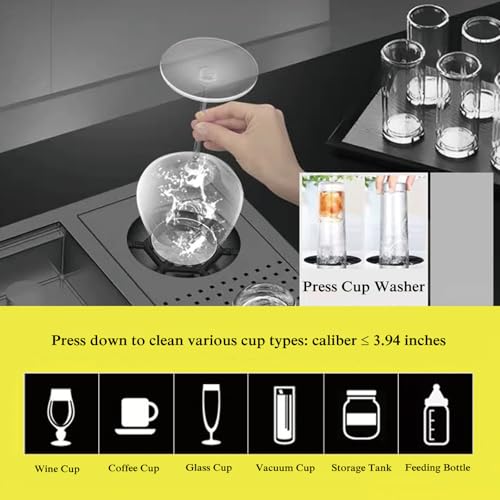 FVVJVV Topmount Bar Sink 21.6 x 17.7 Inch Stainless Steel Single Bowl Workstation Kitchen Sink with Press Cup Washer and Swivel Folding Faucet - Image 3