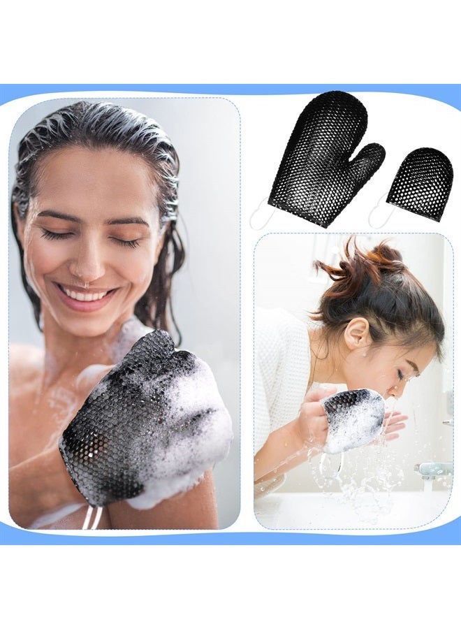 Vesici 2 Pcs Honeycomb Bath Mitt Exfoliating Glove Set Honeycomb Face and Body Scrubber Exfoliating Shower Mitt Sponges for Cleaning Body Skin Shower Beauty Spa (Black)  - Image 2