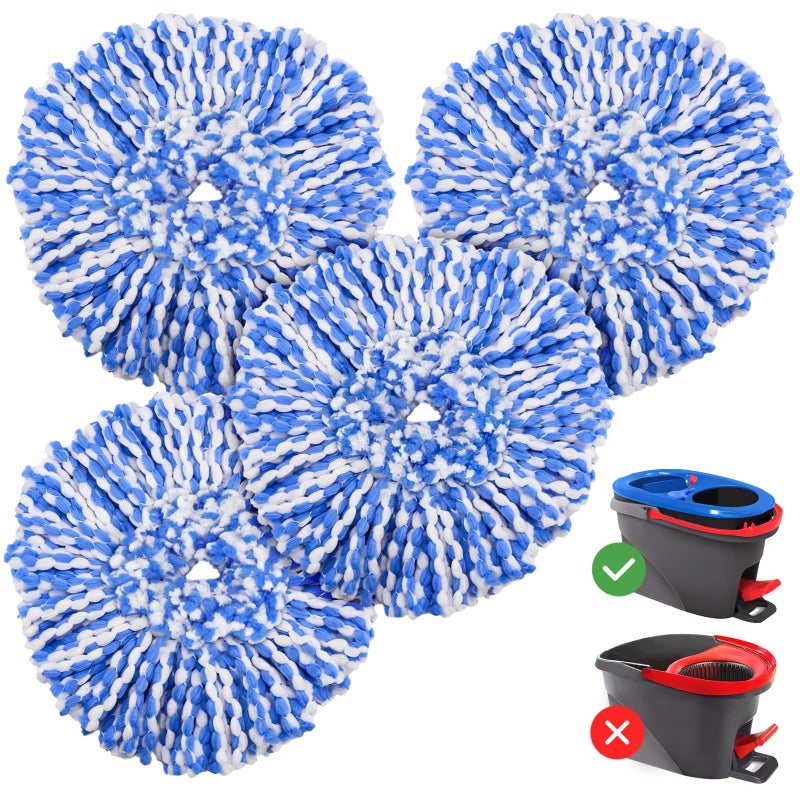 4 Pack RinseClean Spin Mop Replacement Head Spin Mop Refills Compatible with O Ceda RinseClean Dual System Microfiber Mop Easy Cleaning Floor Head Mop for Floor Cleaning RinseClean 2 Tank System