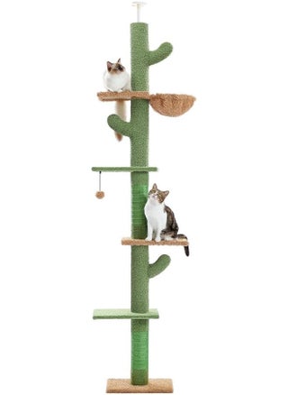 PAWZ Road Cactus Cat Tree Floor to Ceiling Cat Tower with Adjustable Height(241-273 cm), 5 Tiers Cat Climbing Activity Center with Cozy Hammock, Platforms and Dangling Balls for Indoor Cats - pzsku/ZCF8E849D09DDD32FD418Z/45/_/1699443184/ed79dae9-0ff9-4f4b-b6d4-33b7a75f9ed3