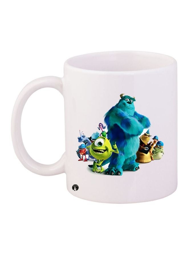 RYN Monsters Printed Coffee Mug White/Blue/Green 11ounce