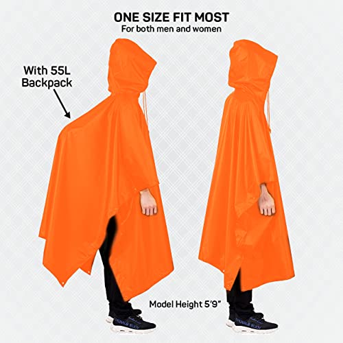ROCKSPORT Unisex Outdoor Rain Poncho for Adult,Multi Use, Waterproof, Lightweight, Reusable & Packable, One Size Fits MostNeon Orange - Image 5
